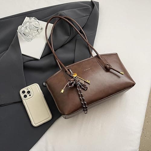 YESFIXS Shoulder Bags for Women Y2k Fall Purse Small Vintage Hobo Tote Handbag Faux Leather Underarm Purse with Zipper thumbnail 4
