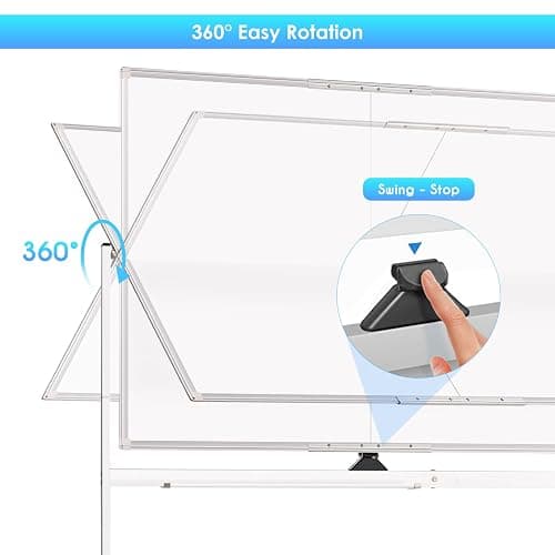 maxtek Rolling Whiteboard, 48x36 Large Magnetic White Board with Stands, Big Double-Sided White Board Dry Erase on Wheels for Homeschool, Home Office, Office, School (Silver, 48 x 36) thumbnail 3