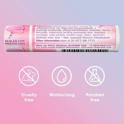 ChapStick Lip Balm, Cotton Candy – Fun & Yummy Moisturizing Lip Care for Dry, Cracked Lips, 0.15 Oz Ea thumbnail 7