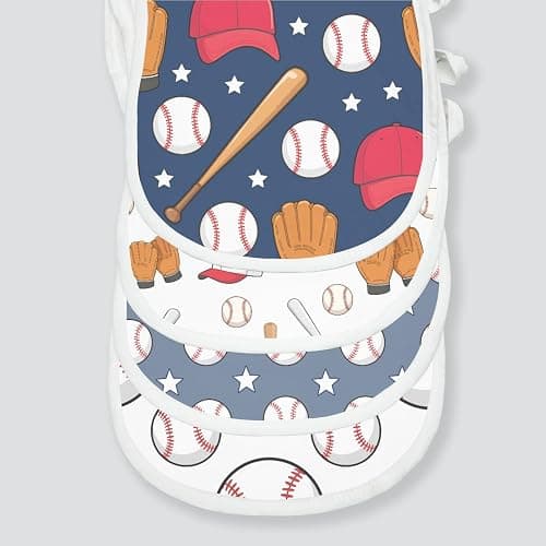 Spriggenix 5 Pack Baseball Sport Burp Cloths Baby Boys Girls with Baseball Pattern, Large Cotton Burp Rags for Newborns Gifts Nursery Decor Extra Soft and Absorbent 9.8X19.6inches thumbnail 6