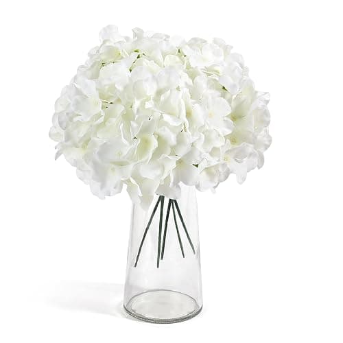 Auihiay 64Pcs Hydrangea Artificial Flowers Bulk, Silk White Hydrangeas | Full Flowers Heads with Stems for Wedding Centerpieces, Home, Garden, Baby Shower, Party Decoration thumbnail 5