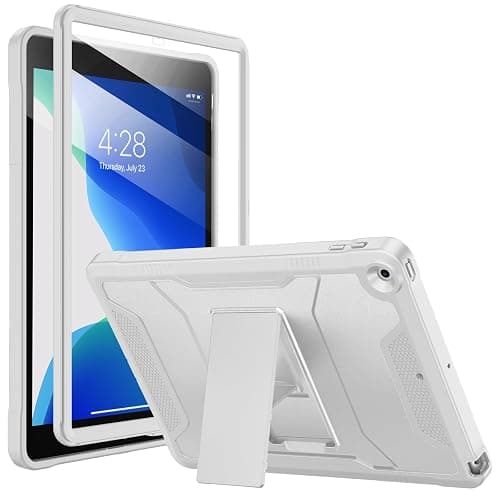 Soke Case for iPad 9th/8th/7th Generation 10.2-Inch (2021/2020/2019 Release), with Built-in Screen Protector and Kickstand, Rugged Full Body Protective Cover for Apple iPad 10.2 Inch - Light Gray - Image 1