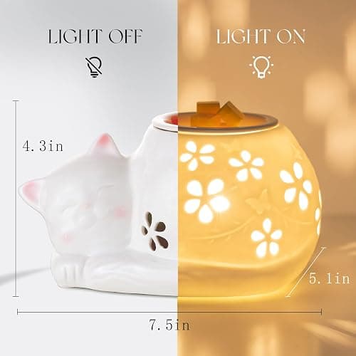 Candeldo Wax Melt Warmer Cat, Electric Wax Burner | with 2 Bulbs, Cute Decor for Home, Bedroom, Birthday Gifts for Women, Mom thumbnail 2