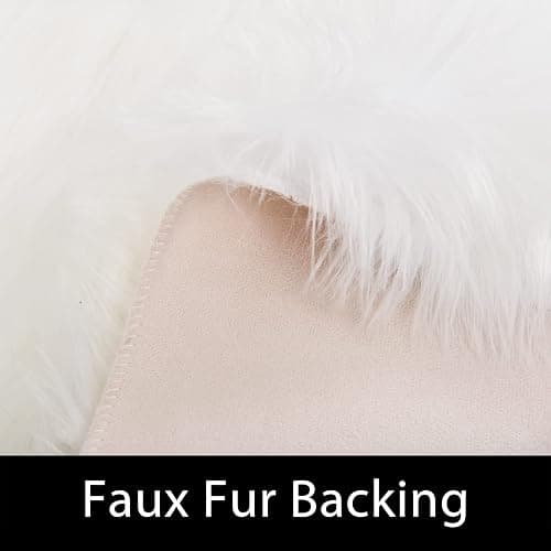 Latepis Off White 3x4 Area Rug Faux Sheepskin Fur Rug Washable Furry Rugs for Bedroom Fluffy Rugs for Living Room Dorm Cushion Luxury Home Decor Rectangle thumbnail 3