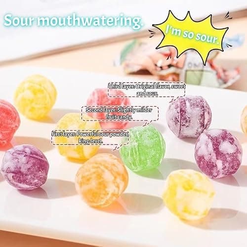 JOIYSVEN- Extreme Sour Hard Candy 100g （3.53Ounce）- Assorted Flavors- Extreme Sour Candy Challenge – Retro Party Bag & Gift Hamper Treats Bulk,For pranks, Christmas, Chinese snacks, final boss sour candy thumbnail 4