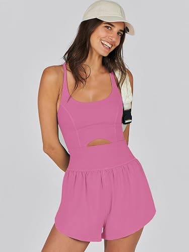 Caracilia Women's Workout Athletic Romper Summer Sets Short Jumpsuits Onesie Running Outfits Exercise Gym 2026 Trendy Clothes thumbnail 6