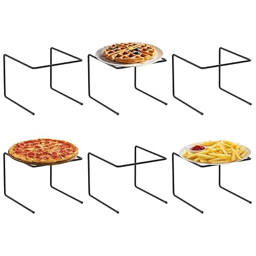 DIYIIRON Black Metal Pizza Tray Display Serving Stands | 6 Pack pizza rack holders, ideal for home, restaurant and canteen party food display - Image 1
