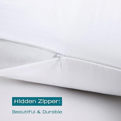 LOSAFEFE 100% Cotton Zippered Pillow Cases Standard Size Set of 2, Super Soft & Breathable Pillow Protectors with Zipper, White Pillow Case Covers 20x26 Inches thumbnail 3