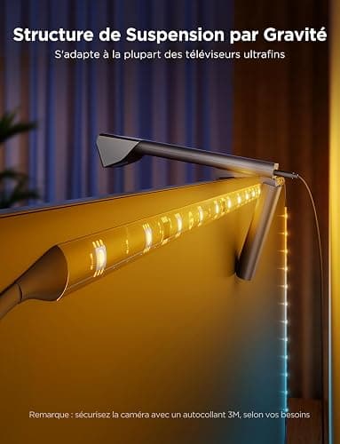 Govee RGBIC TV Backlight 3 Lite avec Correction Fish-Eye Fonction, Synchronisation pour TV 55-65 pouces, Ruban LED WiFi RGBICW 3,6 M avec Caméra, Perle de Lampe 4 Couleurs en 1, Contrôle Vocal et APP - 3,6M thumbnail 5