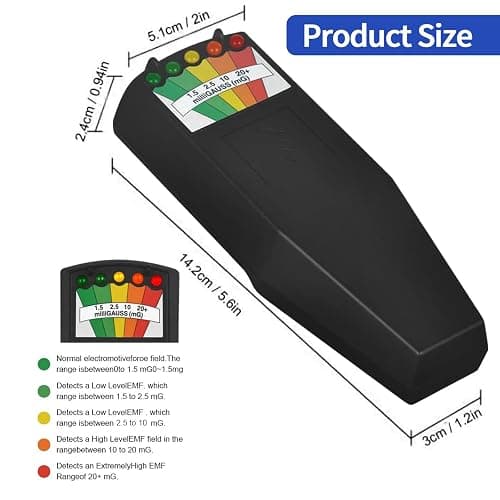 JahyShow Emf Meter Ghost Hunting: Emf Meter Radiation Detector for EF RF MF - Handheld Emf Detector or Home and Office Emf Inspections, Black thumbnail 2