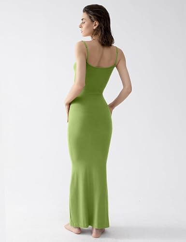 PUMIEY Women's Soft Lounge Long Slip Dress Sexy Sleeveless Backless Bodycon Maxi Dresses for Women thumbnail 6