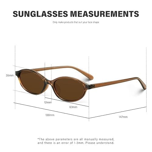 KUGUAOK Retro Oval Sunglasses for Women 90s Design Small Cat Eye Sun Glasses UV Protection Y2k Trendy Narrow Shades thumbnail 6