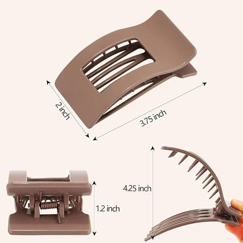 Velscrun Flat Hair Clips for Women Girls, Matte Lay Flat Claw Clips, Strong Hold Large Side Hair Clip All Hair Types, French Duck Billed Non Slip Grip Daily Styling Hair Jaw Claw Clip Natural Color thumbnail 9