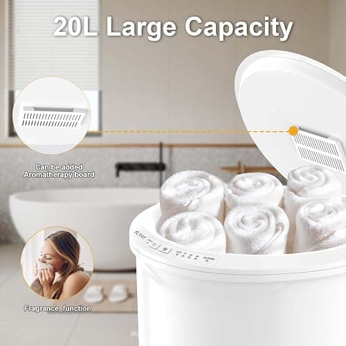 FLYHIT Large Towel Warmer for Bathroom - Heated Towel Warmers Bucket, Wood Handle, Auto Shut Off, Fits Up to Two 40"X70" Oversized Towels, Bathrobes, Blankets, Best Ideal for Mother's Gifts thumbnail 7