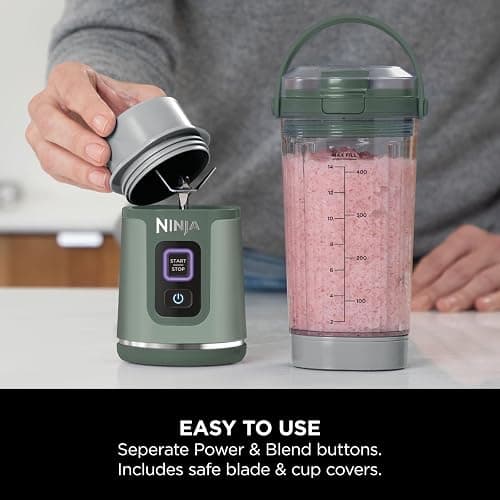 Ninja Blast Portable Blender, 530ml, Leakproof Lid & Sip Spout, Powerful Cordless Mini Blender, Rechargeable, Portable Smoothies, Protein Shakes, Blends Ice & Frozen Fruit, Forest Green, BC151UKEM thumbnail 9