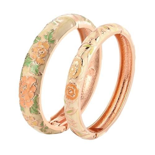 UJOY Cloisonne Bangles Gorgeous National Floral Panda Set Enameled Plated Handcrafted Bracelets Jewelry Gifts 55C43 - Image 1