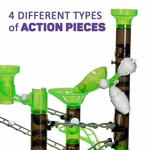 Marble Genius Marble Rails Starter Set, 200 Piece Marble Run for Kids 8+ (30 Marbles, 30 Rail Pieces, 12 Base Pieces & More), STEM, Full-Color Instructions, Great for Kids & Teens thumbnail 4