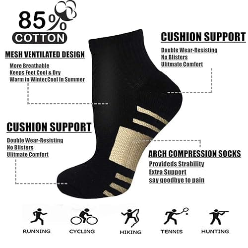 Iseasoo Copper Compression Socks for Men & Women – Plantar Fasciitis Relief, Ankle Support & Circulation – Running & Recovery thumbnail 4