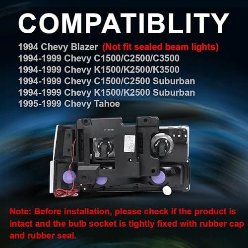 PIT66 LED DRL Headlight Assembly, Compatible with 1994-1998 Chevy C10 C/K 1500 2500 3500 Fit 94-99 Chevy Tahoe Suburban w/Turn Signal Lamps Bumper Lights Corner Lamps Clear Lens Chrome Housing thumbnail 2