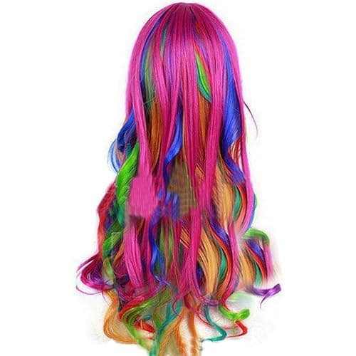 KOLIGHT Girls Long Curly Rainbow Color Cosplay Party Costume Hair Wigs with Cap+Comb thumbnail 2