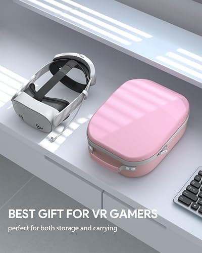 Aubika Carrying Case for Meta Quest 3S/Quest 3/Oculus Quest 2/Pico 4/Quest Pro/Vision Pro, Compatible with Elite/Battery Headset Strap Accessories, Hard Travel Case (Pink) thumbnail 8