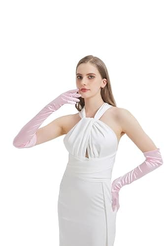 sodknow Long Gloves Costume Women Long Satin Opera Gloves Elbow Length | Halloween Cosplay 1920s Gatsby Evening Party Dress Up thumbnail 7