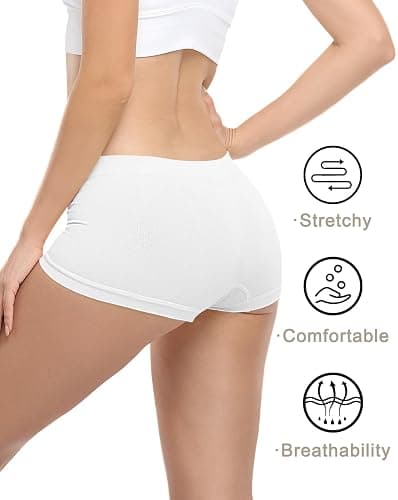 Begrily Boy Shorts Underwear for Women, Ladies Nylon Stretch Comfort Flex Fit Seamless Boyshort Panties Boxer Briefs 5 Pack thumbnail 5