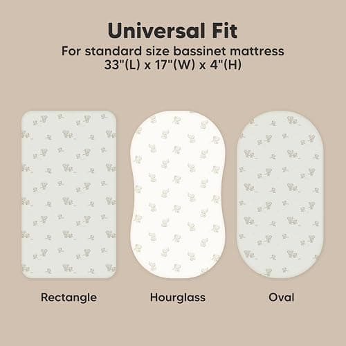 2-Pack Organic Bassinet Sheets for Girls, Boys - 33x17 Cotton Bassinet Mattress Sheets Fitted Compatible with Halo Bassinest Swivel Sleeper, Graco, Baby Delight, Chicco, Soft & Breathable (Elly) thumbnail 3
