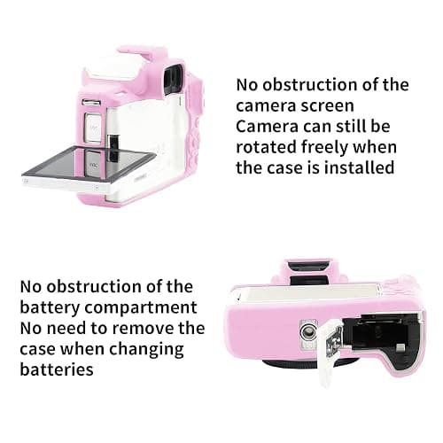 Easy Hood Camera Case for Canon EOS M50/M50 Mark II Digital Camera, Anti-Scratch Soft Silicone Case Cover Housing Protective Cover Protector Camera Body Skin Case (Pink) - Pink thumbnail 3