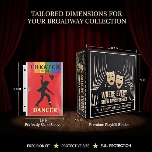 Broadway Playbill Binder with sleeves, Playbill Theater Holder & Showbill binder Organizer Album, Playbill Gifts for Women & Men, and Musical Theater Show Lovers, 25 protective sheets thumbnail 2