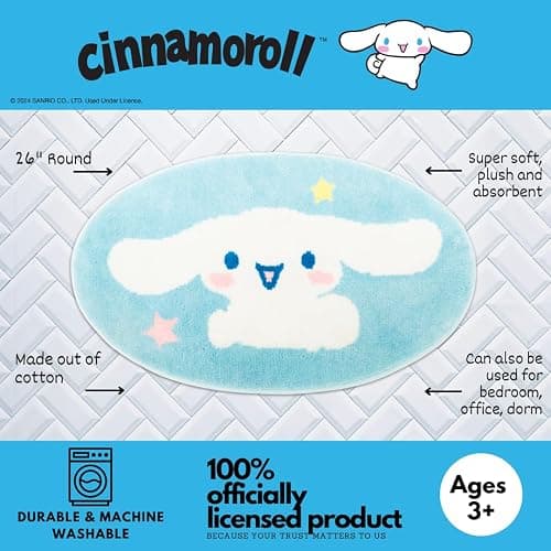 Collectibles Cinnamoroll Cotton Non Slip Plush Bathroom Mat Rug (Officially Licensed Product) by Franco thumbnail 2
