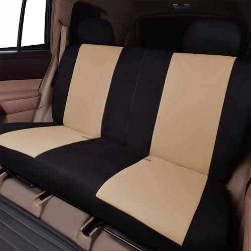 Flying Banner Car Seat Covers Set Beige Tan Front Seats Rear Bench Polyester car seat Protectors Easy installations Rear Bench Split Classic Man Lady thumbnail 8