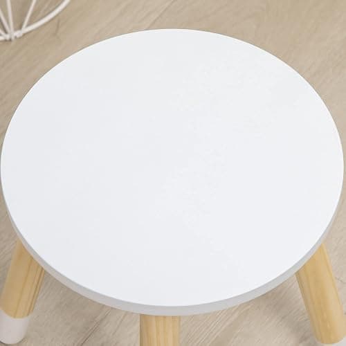 ZONEKIZ Coiffeuse Enfant Table de Maquillage avec Tabouret Miroir et 2 tiroirs 3 à 6 Ans - 60 x 40 x 95 cm - Blanc et Bois thumbnail 9