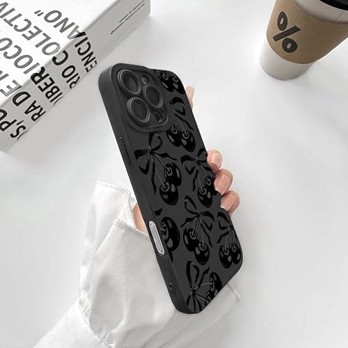 Lovmooful for iPhone 16 Pro Case Cute Bowknot-Cherry Bow | Compatible for iPhone 16 Pro Case,Aesthetic Ribbon,with Black Design,for Girls Women,Soft TPU,Shockproof,Protective,Girly thumbnail 5