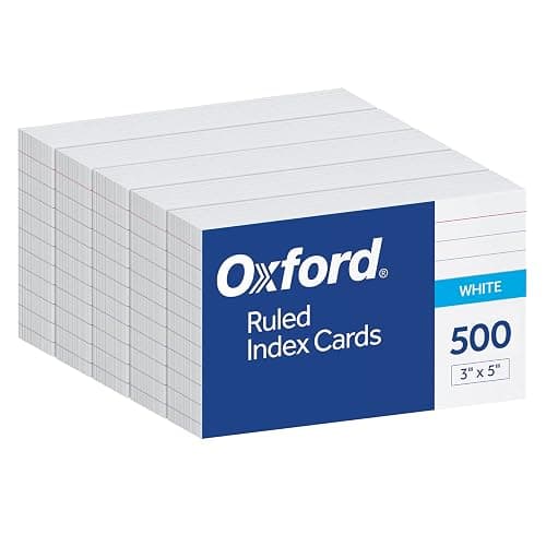 Oxford Index Cards, 3 x 5 Inches, White, Lined on Front, Blank on Back, Flashcards for School and Studying, Recipe Note Cards, 500 Count (5 Packs of 100) (40176) - Image 1