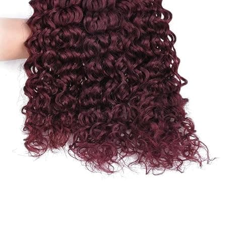 Heiowuio Brazilian Remy Hair Bundles Human Hair Extension #99j Burgundy Red Water Wave Unprocessed Menschliches Haar Tissage Brazilianne Real Human Hair 100g/Bundles 12 Inch thumbnail 5