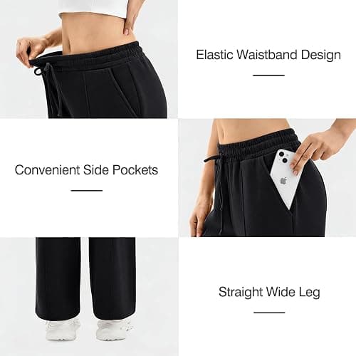 SINOPHANT Womens Wide Leg Sweatpants Light Fleece Lined Pants with Pockets Baggy Lounge 2026 Drawstring Athletic Joggers thumbnail 3