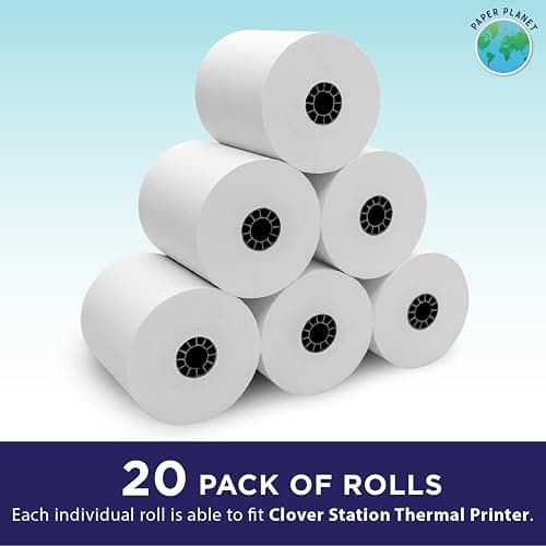 Thermal Paper for Clover POS (Clover Station Thermal Printer) by Paper Planet | Credit Card Receipt Rolls for C500 C501 C503 C100 P100 | 20 Rolls thumbnail 2