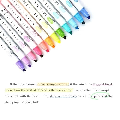 EooUooIP Highlighters Pen, 12 Colors Broad and Fine Tips Pastel Pens Pastel Highlighters for School Student Office thumbnail 5