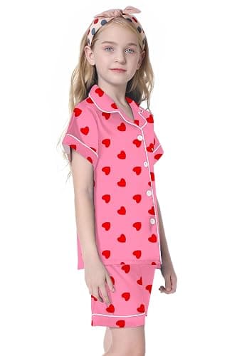 Umeyda Women & Girls Pajamas Set, Soft Satin Lightweight Silk Button-Down Top with Shorts 2 Piece PJS for Mom Boys Kids Gifts thumbnail 4