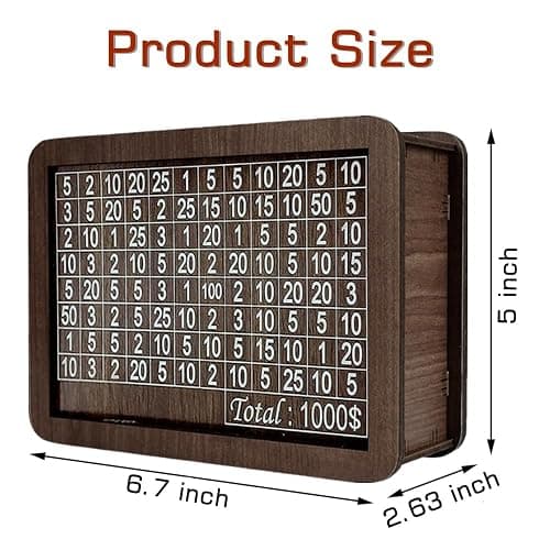 Cash Vault Wooden Savings Box,Piggy Bank for Adults Kids,3D Puzzle Coin Bank with Counting Target,Timber Savings Goals for Boys Grils Money Box (1000 Dollar(Small Size)) thumbnail 3