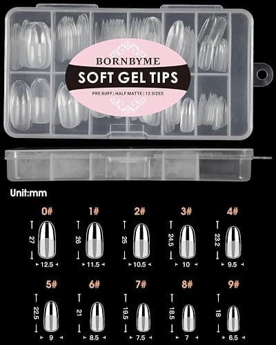 Medium Round Nail Tips,120PCS Pre Almond Round Buff Full Cover Shaped Nail Extenison Tips Half Matte Gel Nail Tips Acrylic False Nail Tips thumbnail 3