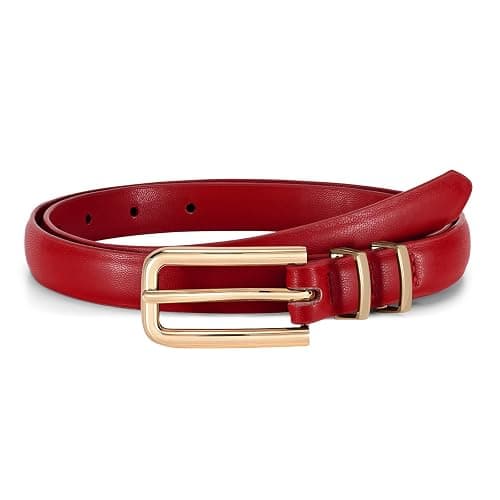 JASGOOD Women's Skinny PU Leather Belt Thin Waist Belt with Gold Buckle for Jeans Pants Dresses 0.7 thumbnail 6