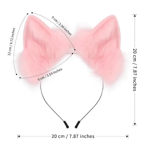 SMILETERNITY Animal Wolf Fox Ears Headband Cute Furry Faux Fur Handmade Hair Hoop for Cosplay Party Halloween thumbnail 3