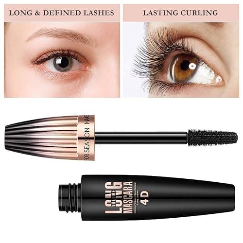 4D Silk Fiber Lash Mascara- Waterproof Mascara Black Volume and Length, Easily to Create Amazing Lashes for Thicker, Long Lasting and Curly Eyelashes thumbnail 2