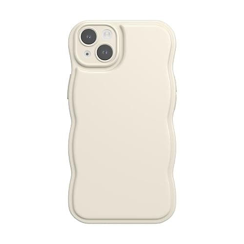 FABSPARK Phone Case for iPhone 15 Pro Max Case,Simple Wave Design Wavy Frame Soft Silicone Aesthetic for iPhone 15 Pro Max,Beige thumbnail 4
