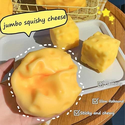 2.7IN-Cheese Squeeze Block, Yellow Cheese Squeeze Toy, Cheese Squeeze Stress Toy, Squishy Cheeses, Soft Novelty Rebounding Fidget Toy for Party (Yellow-2.7in) thumbnail 4