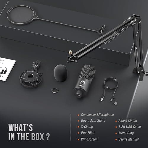 FIFINE Studio Condenser USB Microphone Computer PC Microphone Kit with Adjustable Boom Arm Stand Shock Mount for Instruments Voice Overs Recording Podcasting YouTube Vocal Gaming Streaming-T669 thumbnail 9