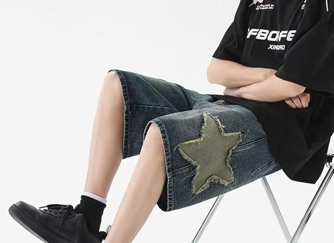 Gecagal Unisex Denim Shorts Baggy Jorts Y2K Streetwear Fashion Jorts Casual Loose Grunge Harajuku Jeans Shorts thumbnail 5