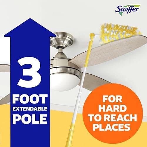 Swiffer Duster Kit with 3 ft Extendable Handle, Heavy Duty Dusting Starter Kit with 12 Refills, for Ceiling Fans, Vents and Hard to Reach Places thumbnail 6